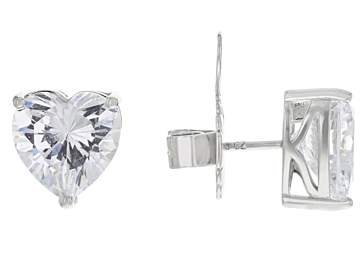 White Cubic Zirconia Rhodium Over Sterling Silver Heart