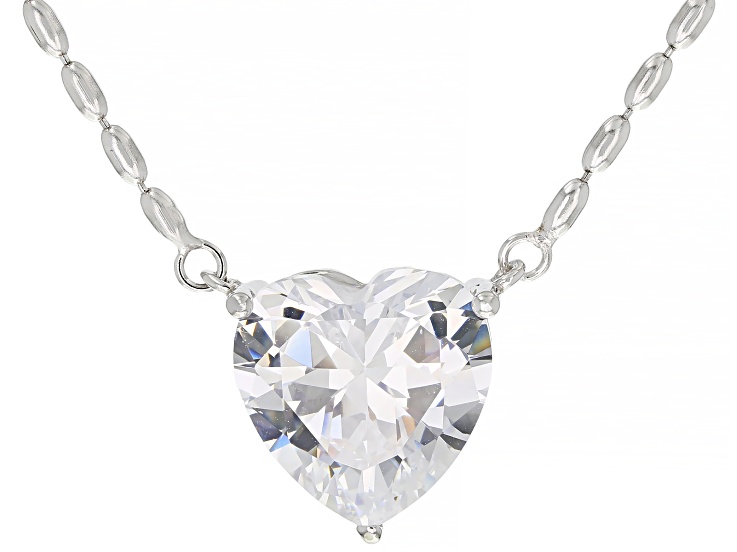 White Cubic Zirconia Rhodium Over Sterling Silver Heart White Cubic Zirconia Rhodium Over Sterling Silver Heart