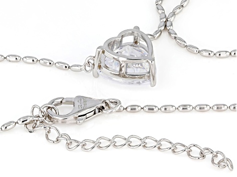 White Cubic Zirconia Rhodium Over Sterling Silver Heart White Cubic Zirconia Rhodium Over Sterling Silver Heart