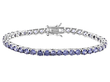Picture of Blue Cubic Zirconia Rhodium Plated Ottone Tennis Bracelet 18.06ctw