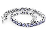 Blue Cubic Zirconia Rhodium Over Brass Tennis Bracelet 18.06ctw