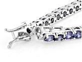Blue Cubic Zirconia Rhodium Over Brass Tennis Bracelet 18.06ctw