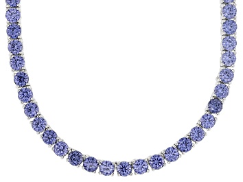 White Cubic Zirconia Rhodium Over Brass Heart Tennis Necklace 87.50ctw