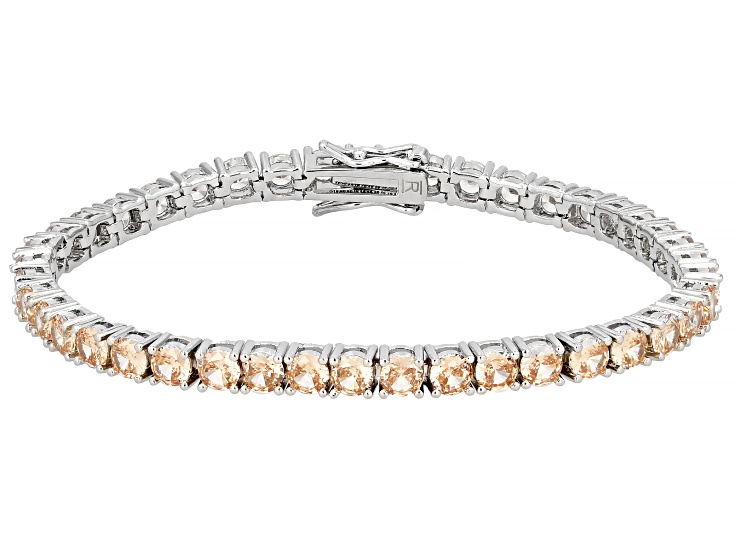 Champagne Cubic Zirconia Rhodium Over Brass Tennis Bracelet 13.63ctw