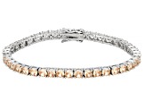 Champagne Cubic Zirconia Rhodium Over Brass Tennis Bracelet 13.63ctw