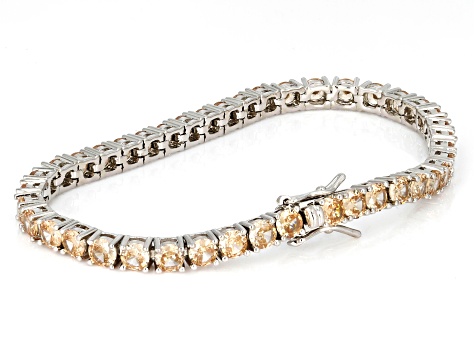 Champagne Cubic Zirconia Rhodium Over Brass Tennis Bracelet 13.63ctw