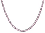 Pink Cubic Zirconia Rhodium Over Brass Tennis Necklace 32.19ctw