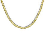 Yellow Cubic Zirconia Rhodium Over Brass Tennis Necklace 32.19ctw