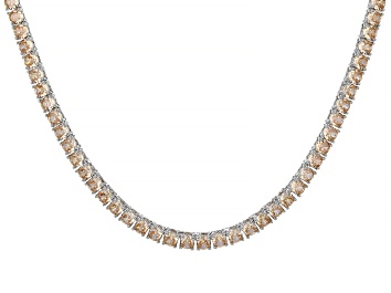 Picture of Champagne Cubic Zirconia Rhodium Over Brass Tennis Necklace 32.19ctw