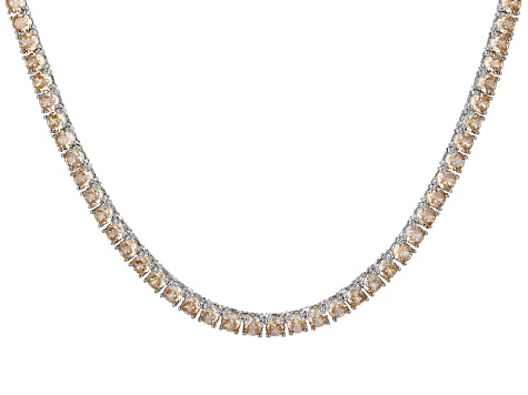 Champagne Cubic Zirconia Rhodium Over Brass Tennis Necklace 32.19ctw