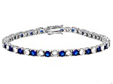 Blue And White Cubic Zirconia Rhodium Over Brass Tennis Bracelet 20.20ctw
