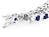 Blue Lab Created Spinel And White Cubic Zirconia Rhodium Plated Tennis Bracelet 20.20ctw