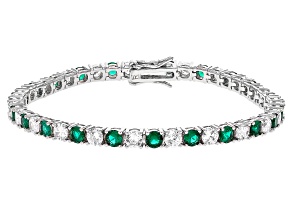 Green And White Cubic Zirconia Rhodium Over Brass Tennis Bracelet 20.20ctw