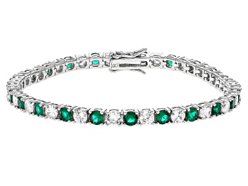 Picture of Green And White Cubic Zirconia Rhodium Plated Tennis Bracelet 20.20ctw