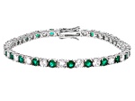 Green And White Cubic Zirconia Rhodium Plated Tennis Bracelet 20.20ctw