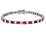 Red And White Cubic Zirconia Rhodium Over Brass Tennis Bracelet 20.20ctw