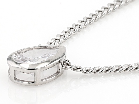 White Cubic Zirconia Rhodium Over Sterling Silver Necklace