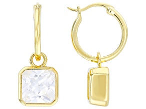 White Cubic Zirconia 18k Yellow Gold Over Sterling Silver Earrings 14.02ctw