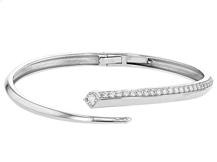 White Cubic Zirconia Rhodium Over Sterling Silver Bracelet