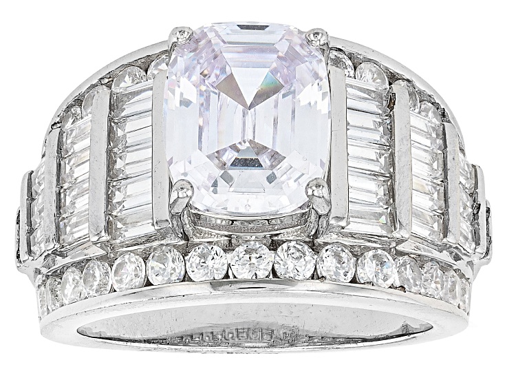 White Cubic Zirconia Rhodium Over Sterling Silver Ring 8.53