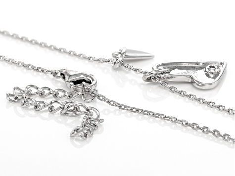 White Cubic Zirconia Rhodium Over Sterling Silver Heart Pendant With Chain 0.06ctw