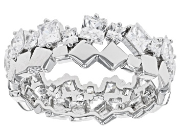 White Cubic Zirconia Platinum Over Sterling Silver Ring 5.50ctw