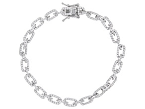 White Cubic Zirconia Rhodium Over Sterling Silver Bracelet