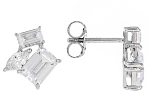 White Cubic Zirconia Rhodium Over Sterling Silver Earrings 5.44ctw