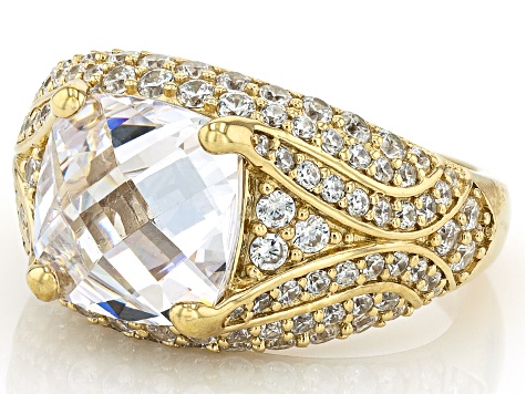 White Cubic Zirconia 18k Yellow Gold Over Sterling Silver
