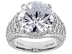 White Cubic Zirconia Platinum Over Sterling Silver Ring 16.78ctw