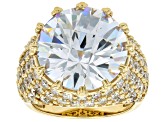 White Cubic Zirconia 18k Yellow Gold Over Sterling Silver Ring 26.96ctw