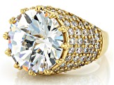 White Cubic Zirconia 18k Yellow Gold Over Sterling Silver Ring 26.96ctw