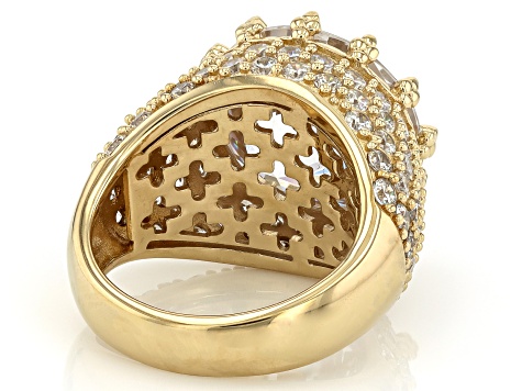 White Cubic Zirconia 18k Yellow Gold Over Sterling Silver Ring 26.96ctw