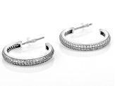 White Cubic Zirconia Rhodium Over Sterling Silver Hoops 0.82ctw