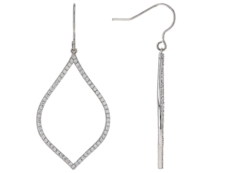 新規購入 White Cubic Zirconia Rhodium Over Sterling Silver Earrings 小物入れ