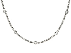 White Cubic Zirconia Rhodium Over Sterling Silver Curb Link Necklace 1.25ctw