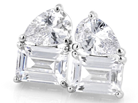 White Cubic Zirconia Rhodium Over Sterling Silver Earrings 6.04ctw