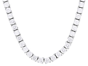 White Cubic Zirconia Rhodium Over Sterling Silver Tennis Necklace 21.42ctw