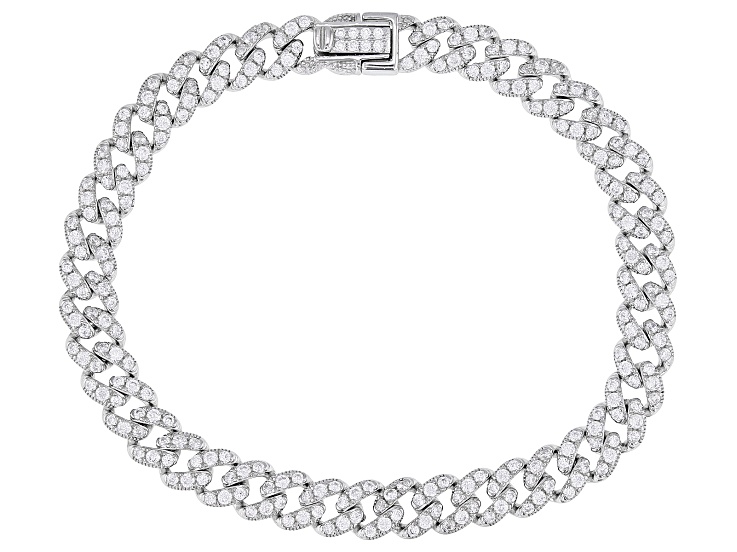 White Cubic Zirconia Rhodium Over Sterling Silver Bracelet