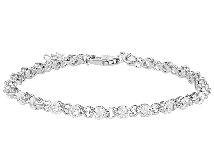 White Cubic Zirconia Rhodium Over Sterling Silver Bracelet