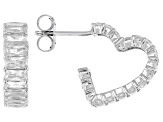 White Cubic Zirconia Rhodium Over Sterling Silver Heart Hoops 8.16ctw