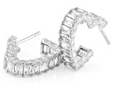 White Cubic Zirconia Rhodium Over Sterling Silver Heart Hoops 8.16ctw