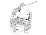 White Cubic Zirconia Rhodium Over Sterling Silver Heart Hoops 8.16ctw