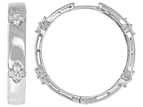 White Cubic Zirconia Rhodium Over Sterling Silver Hoops 1.60ctw