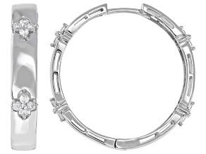 White Cubic Zirconia Rhodium Over Sterling Silver Hoops 1.60ctw