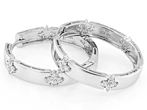 White Cubic Zirconia Rhodium Over Sterling Silver Hoops 1.60ctw