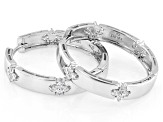 White Cubic Zirconia Rhodium Over Sterling Silver Hoops 1.60ctw