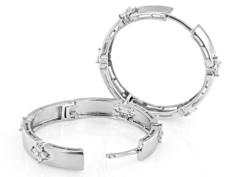 White Cubic Zirconia Rhodium Over Sterling Silver Hoops 1.60ctw