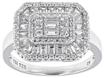 Picture of White Cubic Zirconia Rhodium Over Sterling Silver Ring 2.24ctw