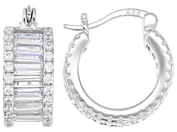 White Cubic Zirconia Rhodium Over Brass Hoops 15.00ctw